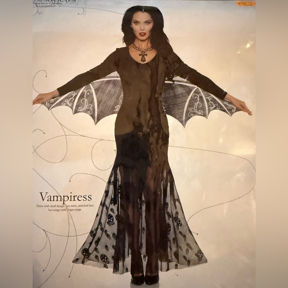 Gothic Black Vampiress Maxi Halloween Dress